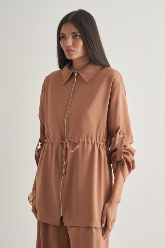 Mizalle Modal Karışımlı Fermuarlı Camel Tunik · 3