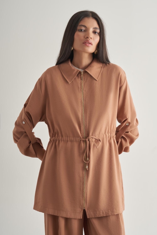 Mizalle Modal Karışımlı Fermuarlı Camel Tunik · 4