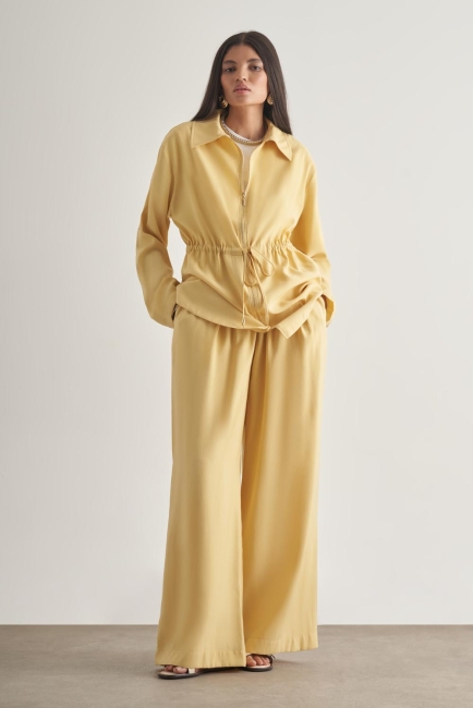 Mizalle Modal Karışımlı Fermuarlı Sarı Tunik - Mizalle (1)