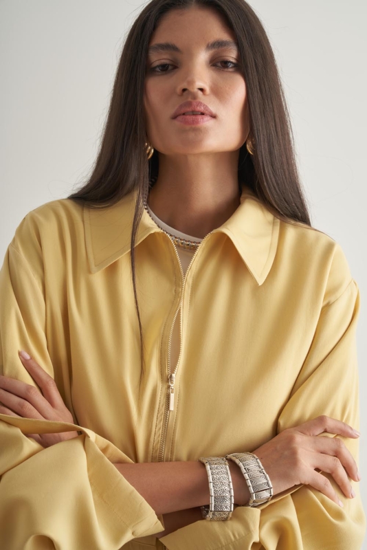 Mizalle Modal Karışımlı Fermuarlı Sarı Tunik · 4