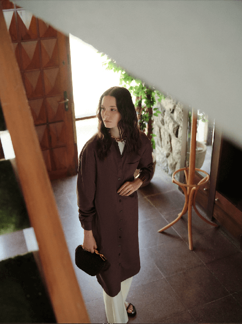 Mizalle Modal Karışımlı Kahverengi Uzun Tunik - Mizalle (1)