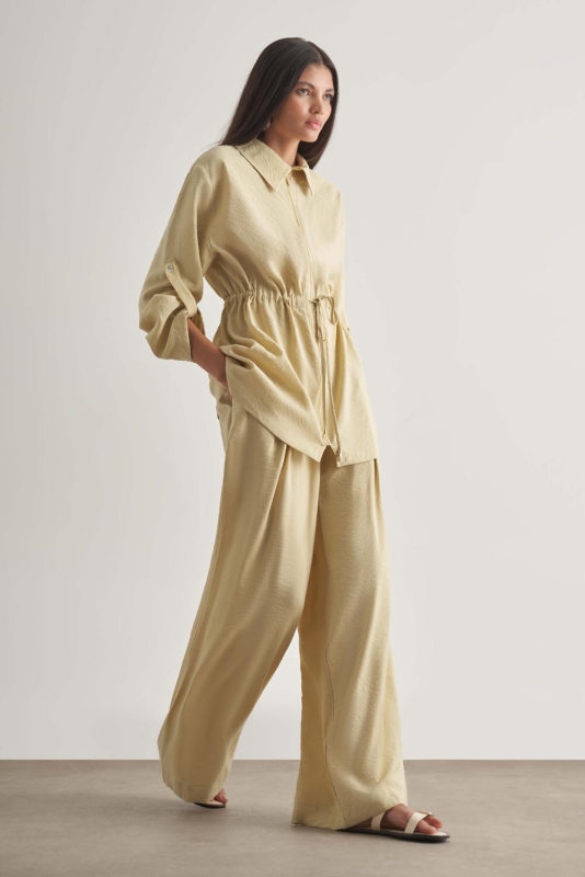 Mizalle Modal Karışımlı Rahat Kesim Beli Lastikli Su Yeşili Pantolon · 2