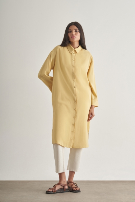 Mizalle Modal Karışımlı Sarı Uzun Tunik - Mizalle (1)
