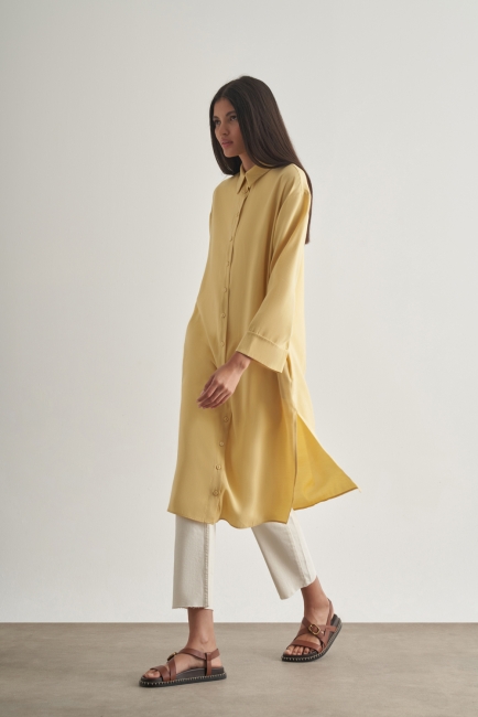 Mizalle Modal Karışımlı Sarı Uzun Tunik - Mizalle (1)