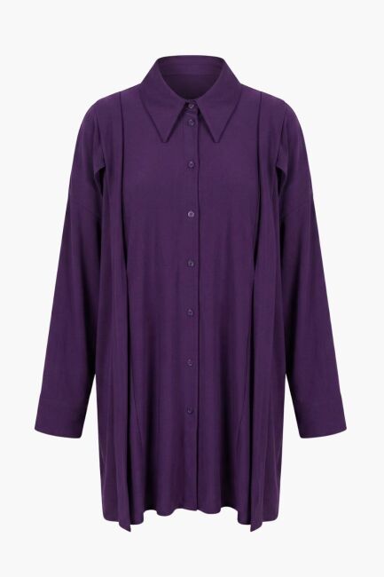 Mizalle Omuz Detaylı Mor Polyamid Bluz - Mizalle