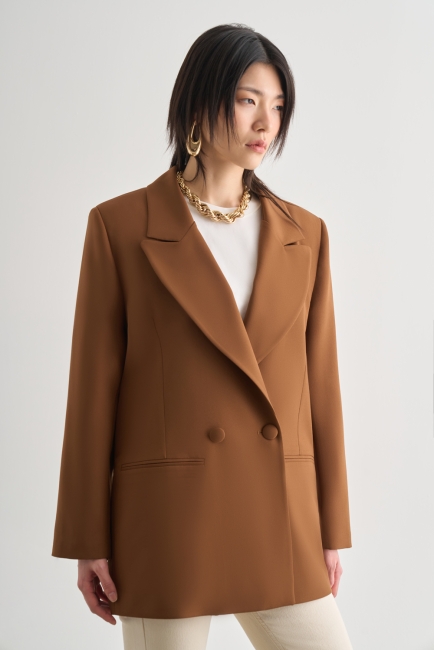 Mizalle Oversize Çift Yırtmaçlı Kahverengi Blazer Ceket - Mizalle (1)