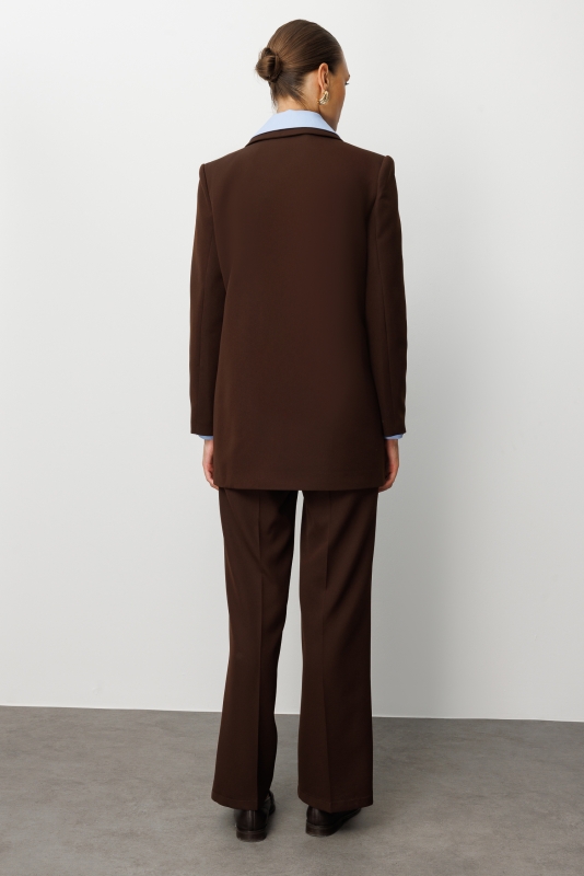 Mizalle Oversize Kahverengi Kruvaze Blazer Ceket · 6