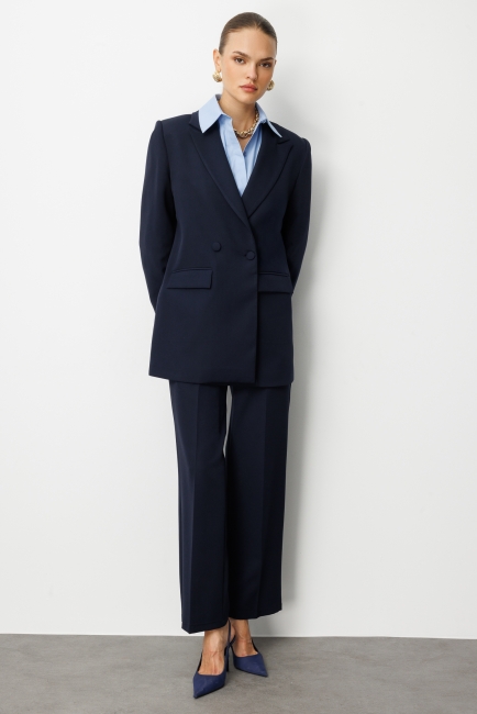 Mizalle Oversize Lacivert Kruvaze Blazer Ceket - Mizalle (1)