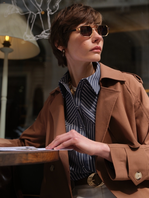 Mizalle Premium Pamuk Karışımlı Kahverengi Uzun Trençkot - Mizalle (1)