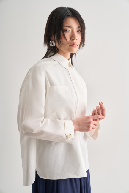 Mizalle Premium Saf Pamuk Oversize Ekru Ceket Gömlek - Mizalle