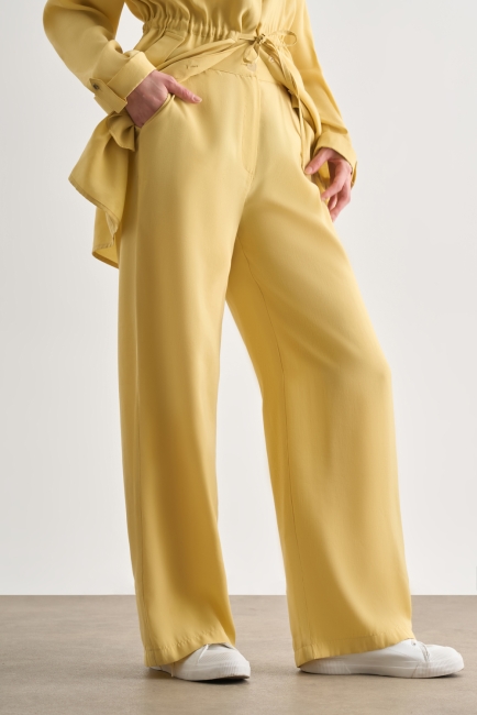 Mizalle Sarı Rahat Kesim Geniş Paçalı Modal Pantolon - Mizalle (1)