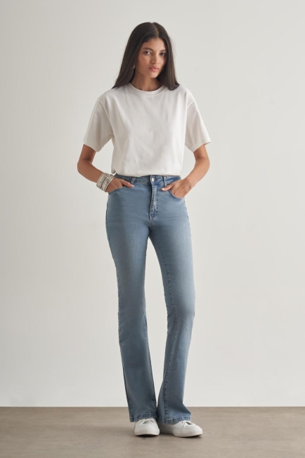 Mizalle Skinny Fit Flare Paça Açık Mavi Denim Pantolon - Mizalle