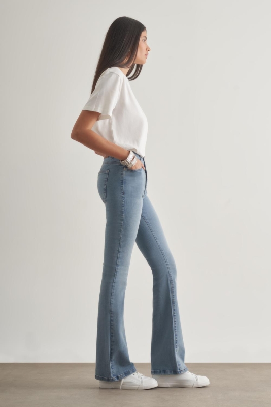 Mizalle Skinny Fit Flare Paça Açık Mavi Denim Pantolon · 2