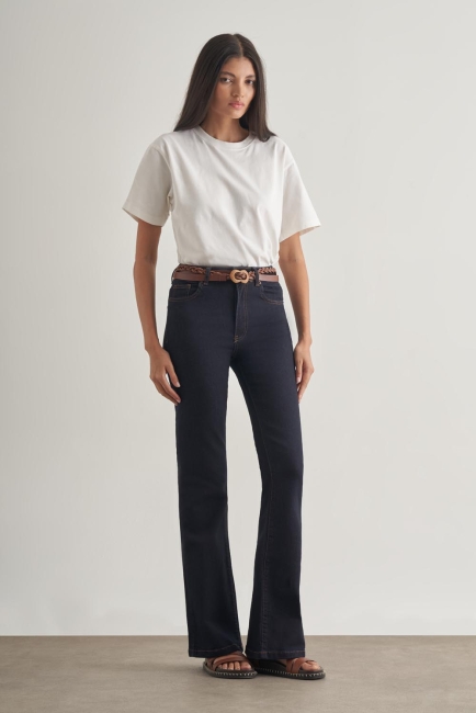 Mizalle Skinny Fit Flare Paça Lacivert Denim Pantolon - Mizalle (1)
