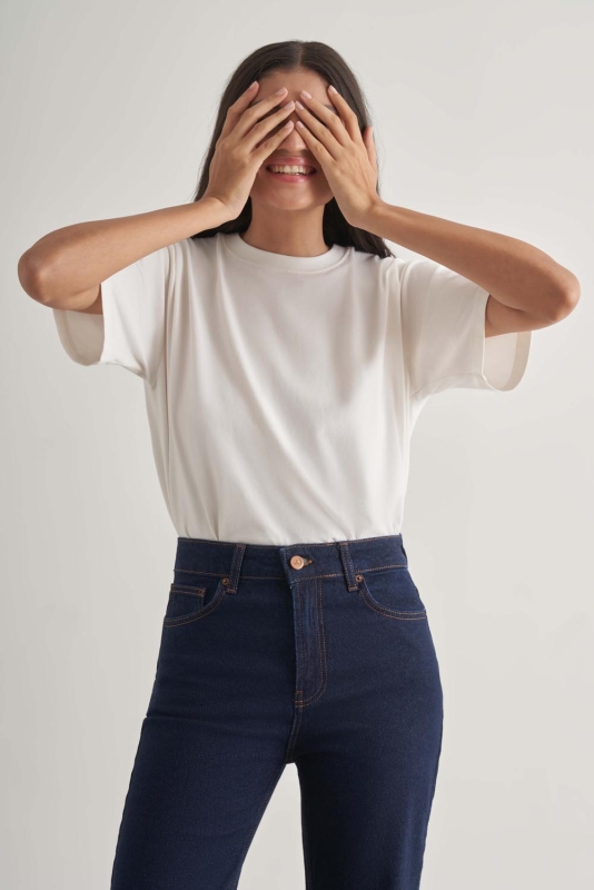 Mizalle Straight Fit Yüksek Bel Lacivert Denim Pantolon · 3
