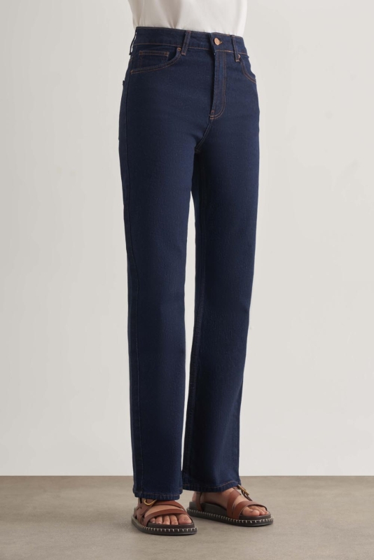 Mizalle Straight Fit Yüksek Bel Lacivert Denim Pantolon · 4