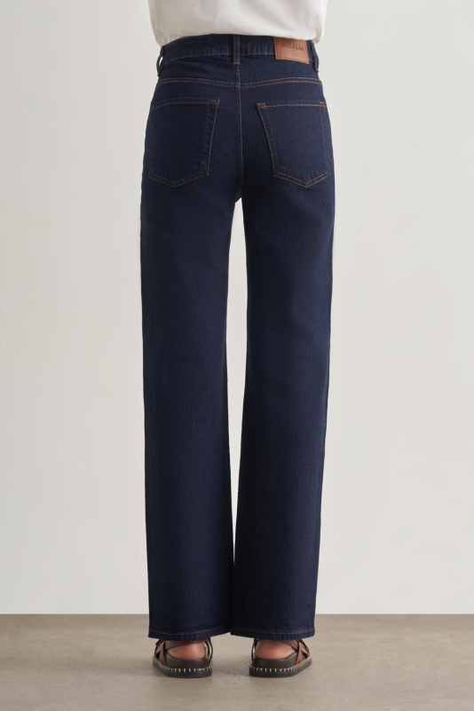 Mizalle Straight Fit Yüksek Bel Lacivert Denim Pantolon · 5