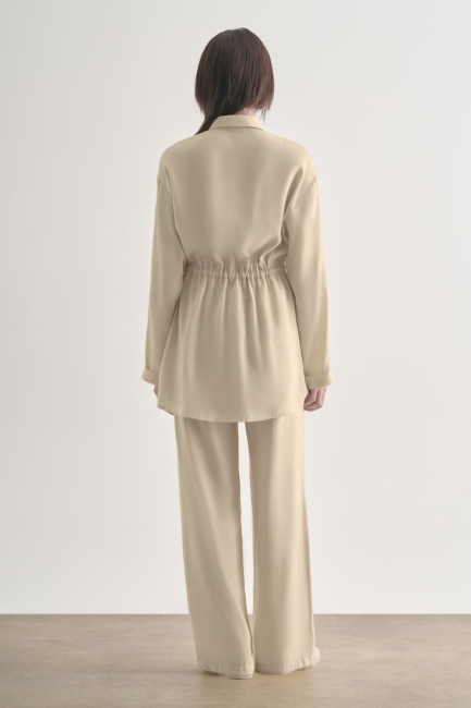 Mizalle Taş Rengi Rahat Kesim Geniş Paçalı Modal Pantolon - Mizalle (1)