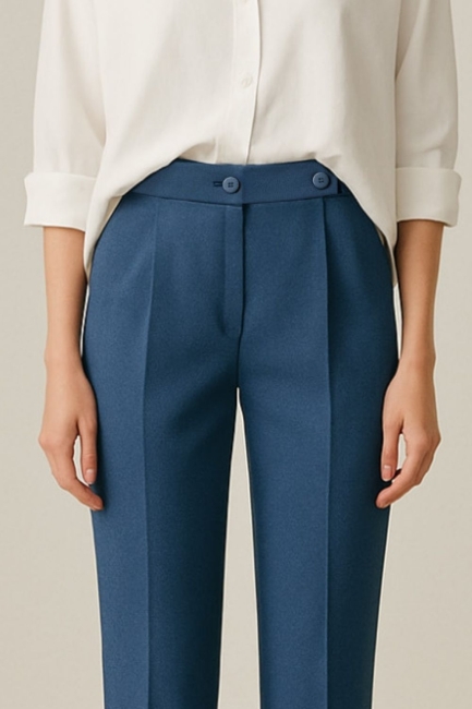 Mizalle Tek Pile İndigo Mavi Havuç Pantolon - Mizalle (1)