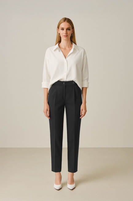 Mizalle Tek Pile Siyah Havuç Pantolon - Mizalle