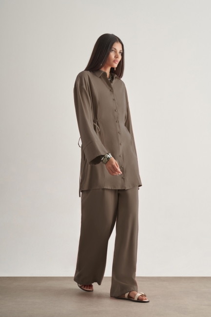 Mizalle Yandan Bağlı Modal Karışımlı Vizon Rengi Tunik - Mizalle (1)