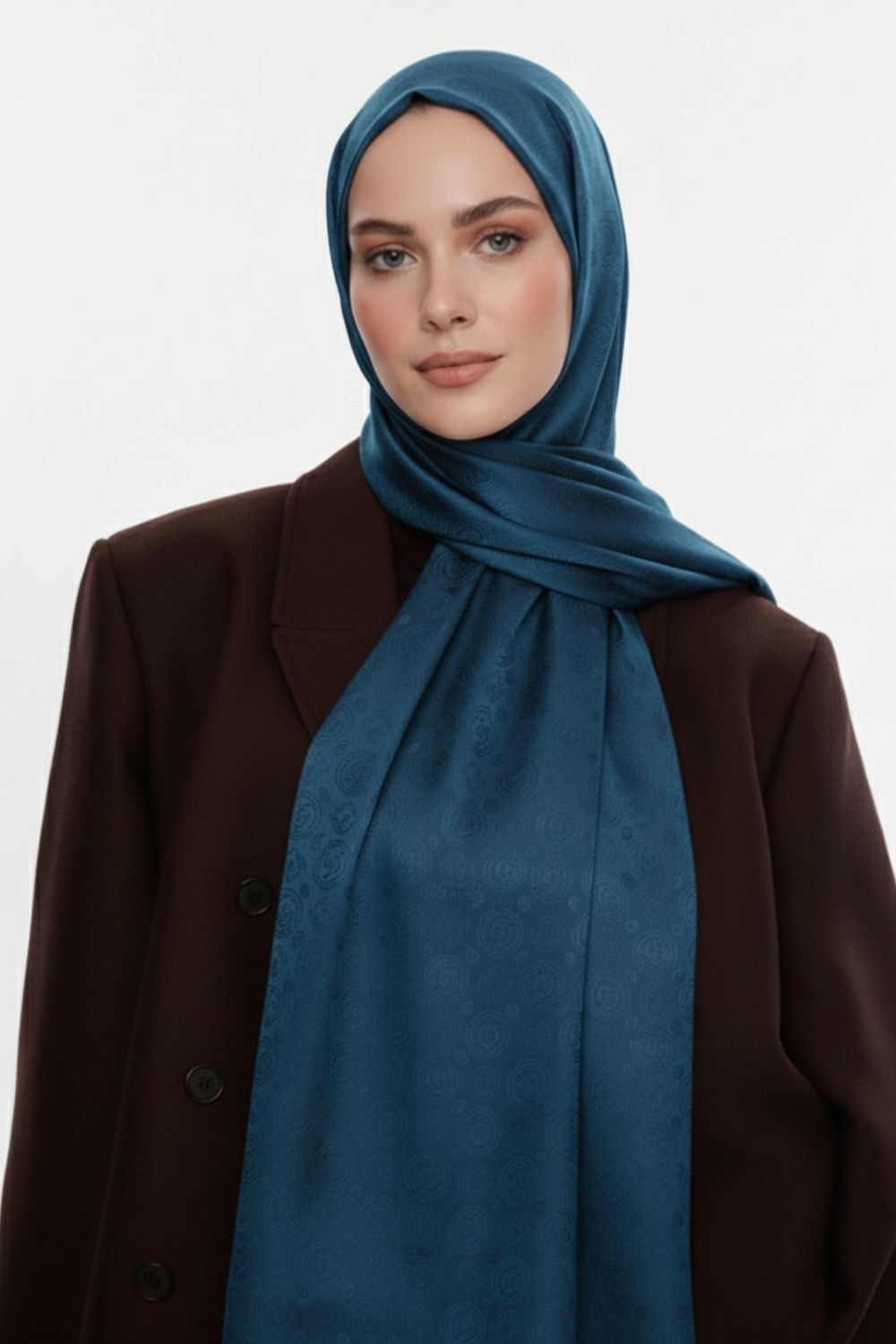 Mizalle & YAQA Filigranlı Petrol Rengi Şal