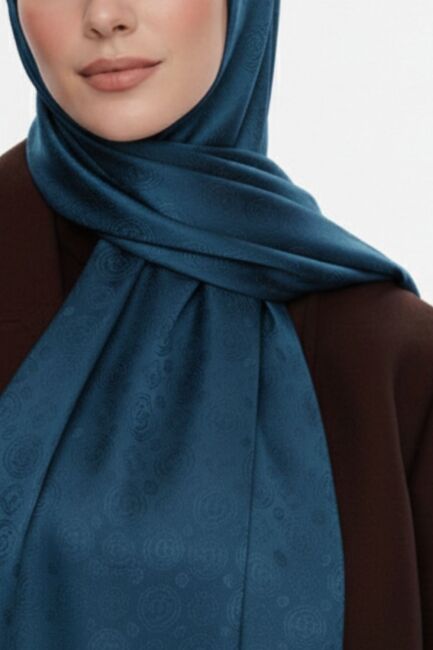 Mizalle & YAQA Filigranlı Petrol Rengi Şal - Mizalle (1)