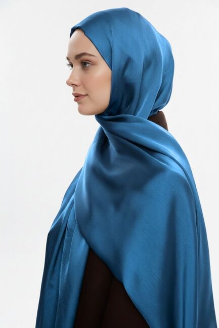 Mizalle & YAQA Özel Saten Dokulu Açık Mavi Şal - Mizalle (1)
