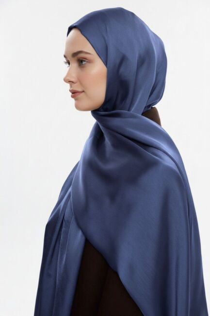 Mizalle & YAQA Özel Saten Dokulu Mavi Şal - Mizalle (1)