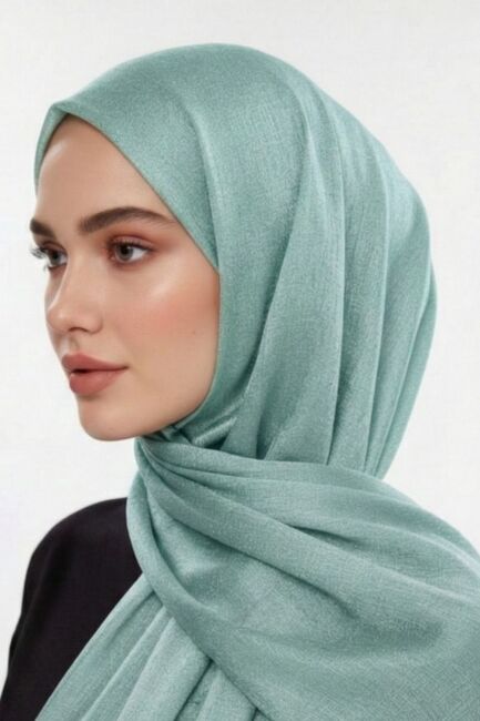 Mizalle & YAQA Özel Saten Dokulu Su Yeşili Şal - Mizalle (1)