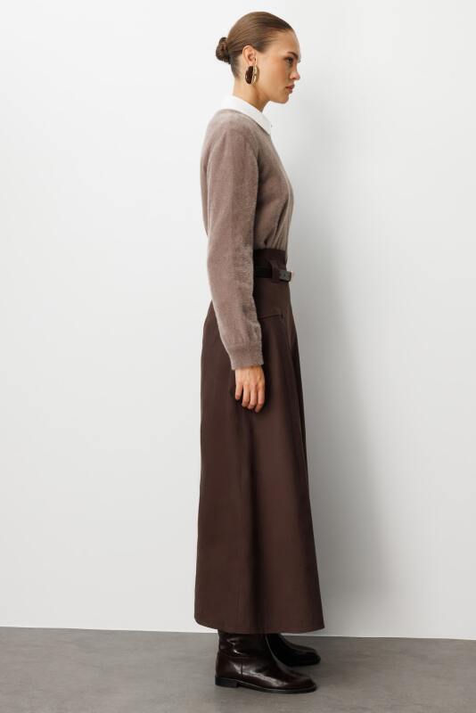 Mizalle Yuvarlak Yaka Oversize Yumuşak Dokulu Vizon Rengi Triko Kazak · 4