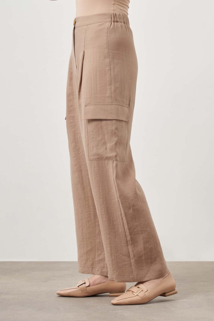 Mizalle Modal Karışımlı Bej Rengi Kargo Pantolon - Mizalle (1)