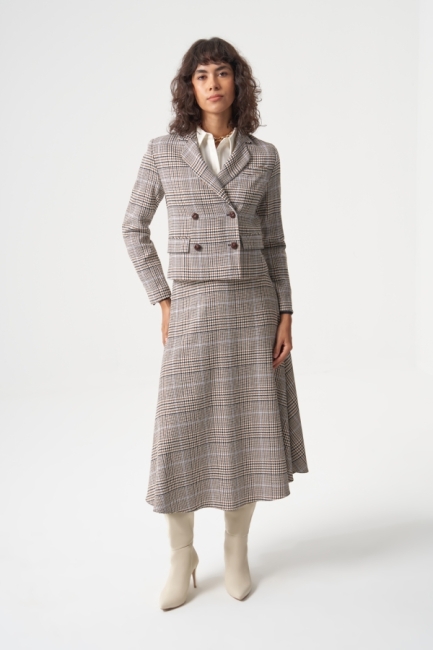 MZL Bej Ekose Anvelop Kısa Ceket - MZL (1)