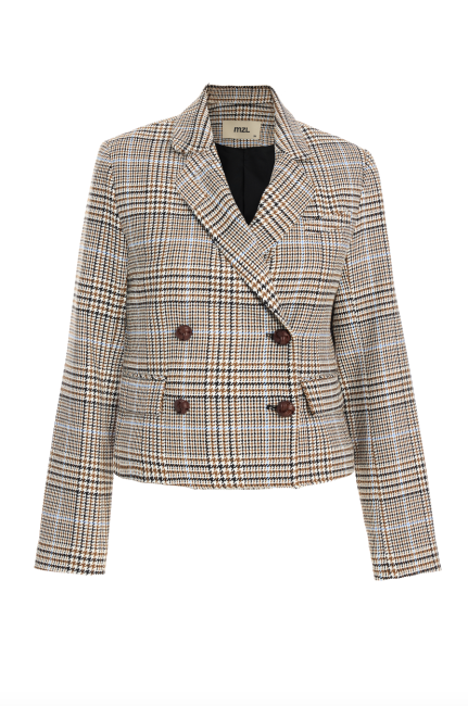 MZL Bej Ekose Anvelop Kısa Ceket - MZL