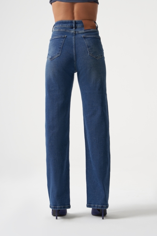 MZL Dikiş Detaylı Klasik Dar Paça Lacivert Denim Pantolon · 4