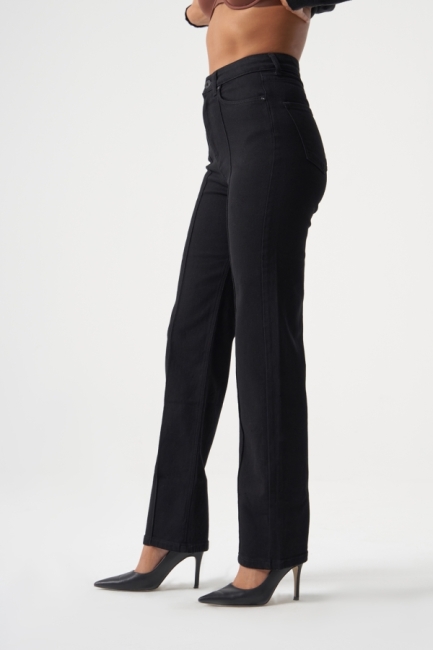 MZL Dikiş Detaylı Klasik Dar Paça Siyah Denim Pantolon - MZL (1)