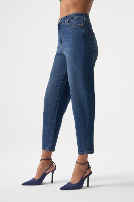 MZL Lacivert Dar Kesim Bilek Boyu Denim Pantolon - MZL (1)