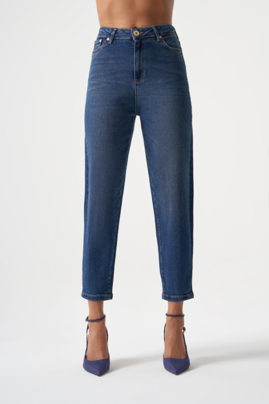 MZL Lacivert Dar Kesim Bilek Boyu Denim Pantolon · 3