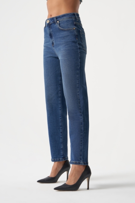 MZL Normal Bel Klasik Kesim Lacivert Boru Paça Denim Pantolon - MZL (1)