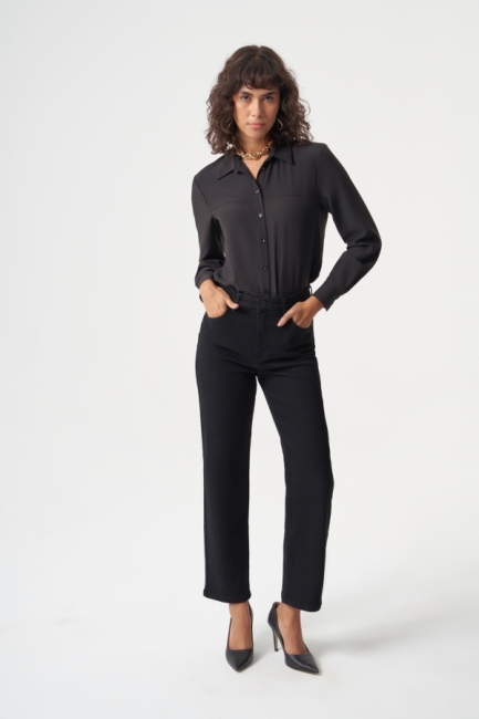 MZL Normal Bel Klasik Kesim Siyah Boru Paça Denim Pantolon - MZL