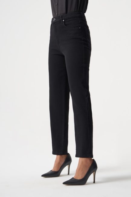 MZL Normal Bel Klasik Kesim Siyah Boru Paça Denim Pantolon - MZL (1)