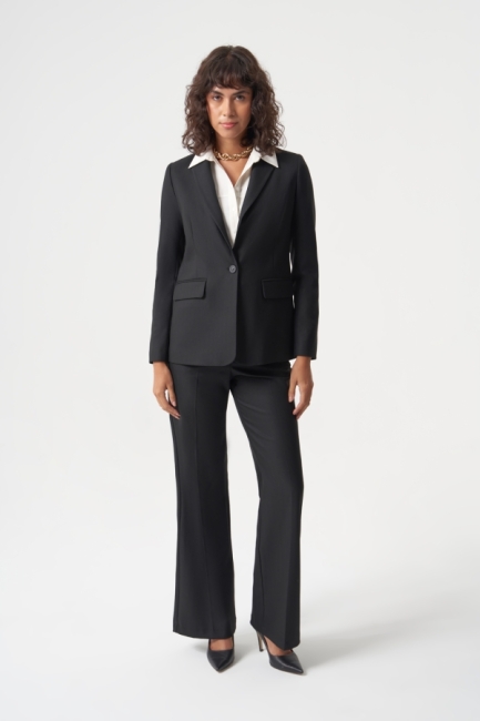 MZL Siyah Balıksırtı Dokuma Tek Düğme Blazer Ceket - MZL (1)