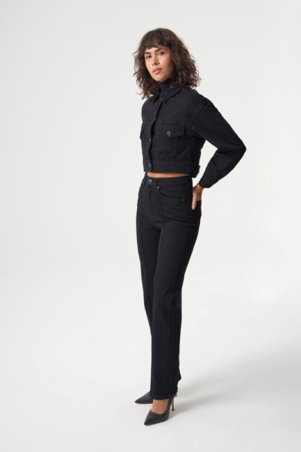 MZL Siyah Crop Denim Ceket - MZL (1)
