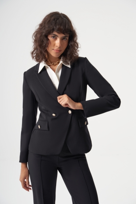 MZL Siyah Yün Karışımlı Klasik Tek Düğme Blazer Ceket - MZL (1)