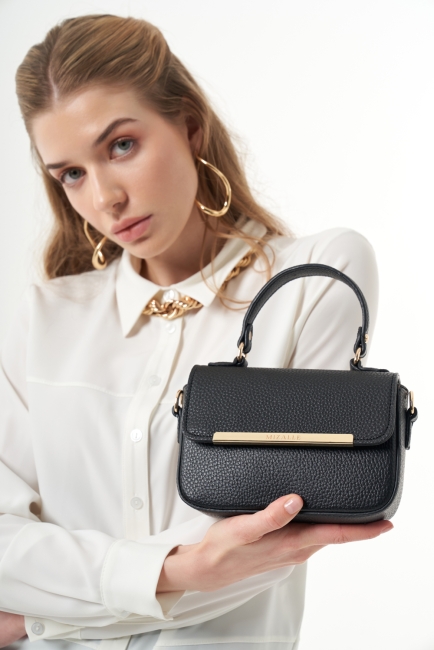 Mizalle Siyah Deri Mini Satchel Çanta - Mizalle (1)