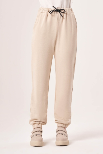 Paça Lastikli Örme Ekru Pantolon - Mizalle (1)