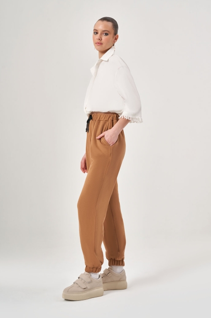 Paça Lastikli Örme Taba Pantolon - Mizalle (1)