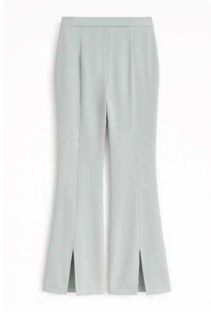 Mizalle Paçası Yırtmaçlı Açık Mavi Krep Pantolon - Mizalle