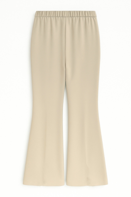 Mizalle Paçası Yırtmaçlı Bej Rengi Krep Pantolon - Mizalle (1)