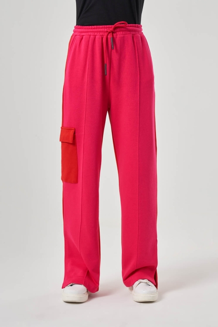 Mizalle Yandan Cepli Geniş Paçalı Fuşya Jogger Pantolon - Mizalle (1)